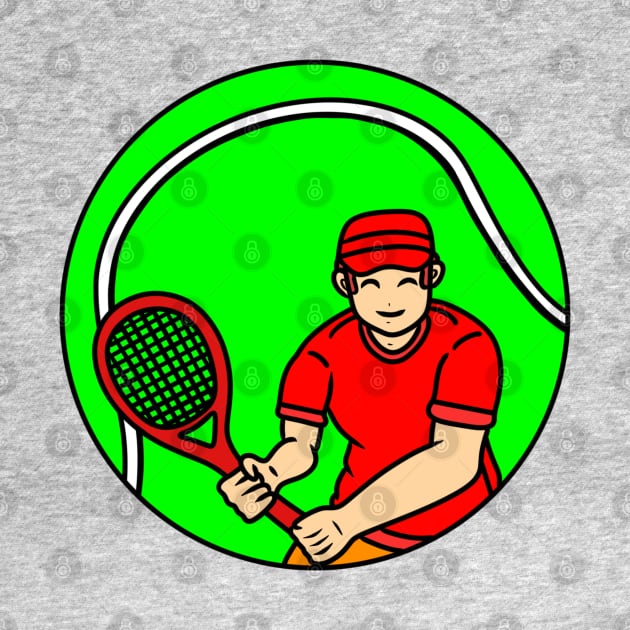 Cartoon tennis player boy by Andrew Hau